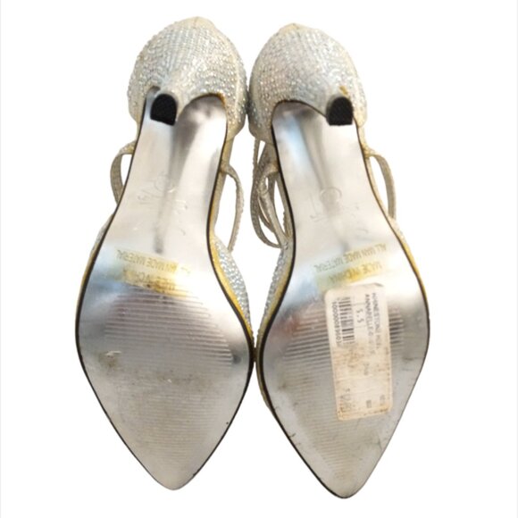 Shiekh Women's Annabelle Silver Shiny Bling Rhinestones Stiletto Heel Size 5.5 - Picture 4 of 11